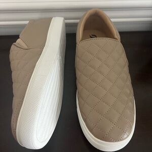 faux leather taupe loafer sneakers